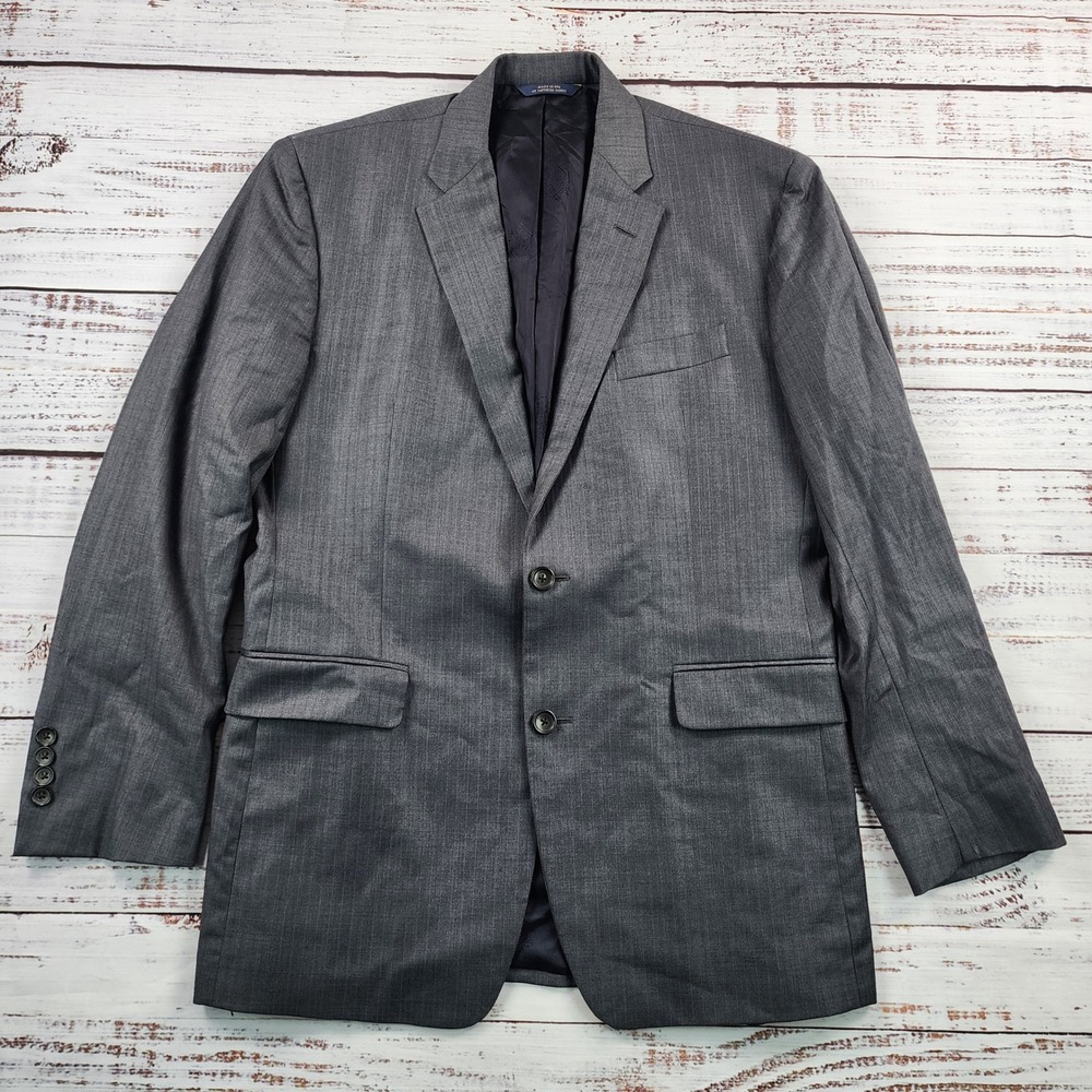 Brooks Brothers 1818 Milano Saxxon Wool Suit Jacket Men's 42R Gray USA